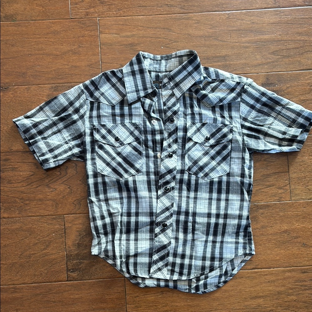 Roper Black and White Plaid Button Down Shirt